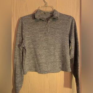 Long-Sleeve Zippered Light Grey Shirt